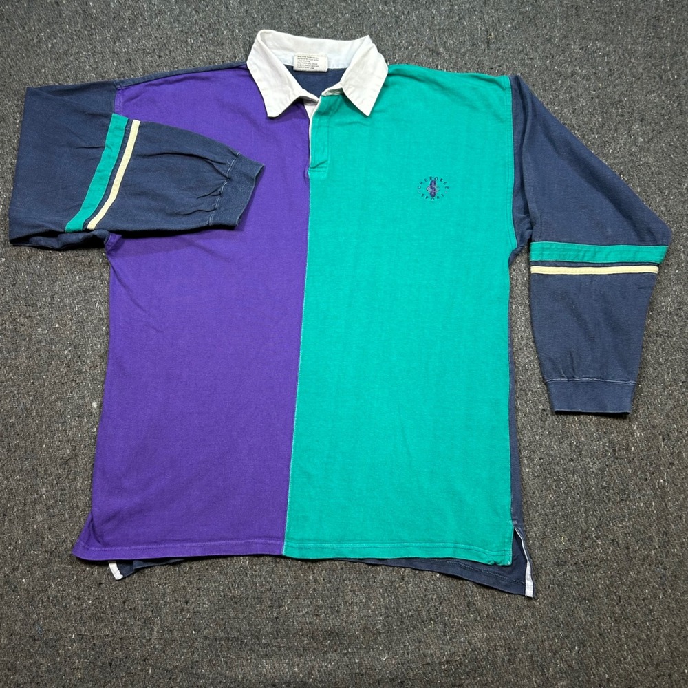 Cherokee Sport Rugby Shirt Sz XL Mens Multi Colorblock 90s Skater LongSleeve